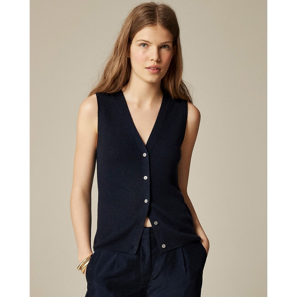 J. Crew Cashmere-silk Blend Sweater Shell Navy Blue